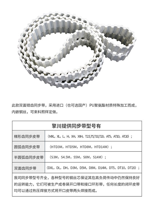 雙面齒<a href='http://www.hshcms.cn/' target='_blank'><u>PU同步帶</u></a>定制